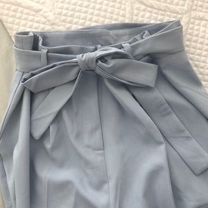 Baby Blue Paper-bag styles slacks